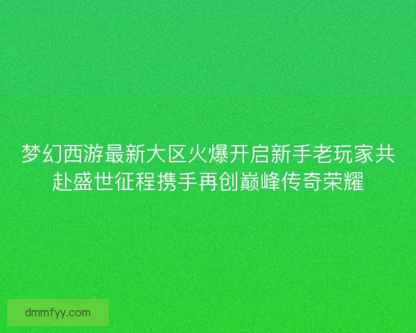 梦幻西游最新大区火爆开启新手老玩家共赴盛世征程携手再创巅峰传奇荣耀